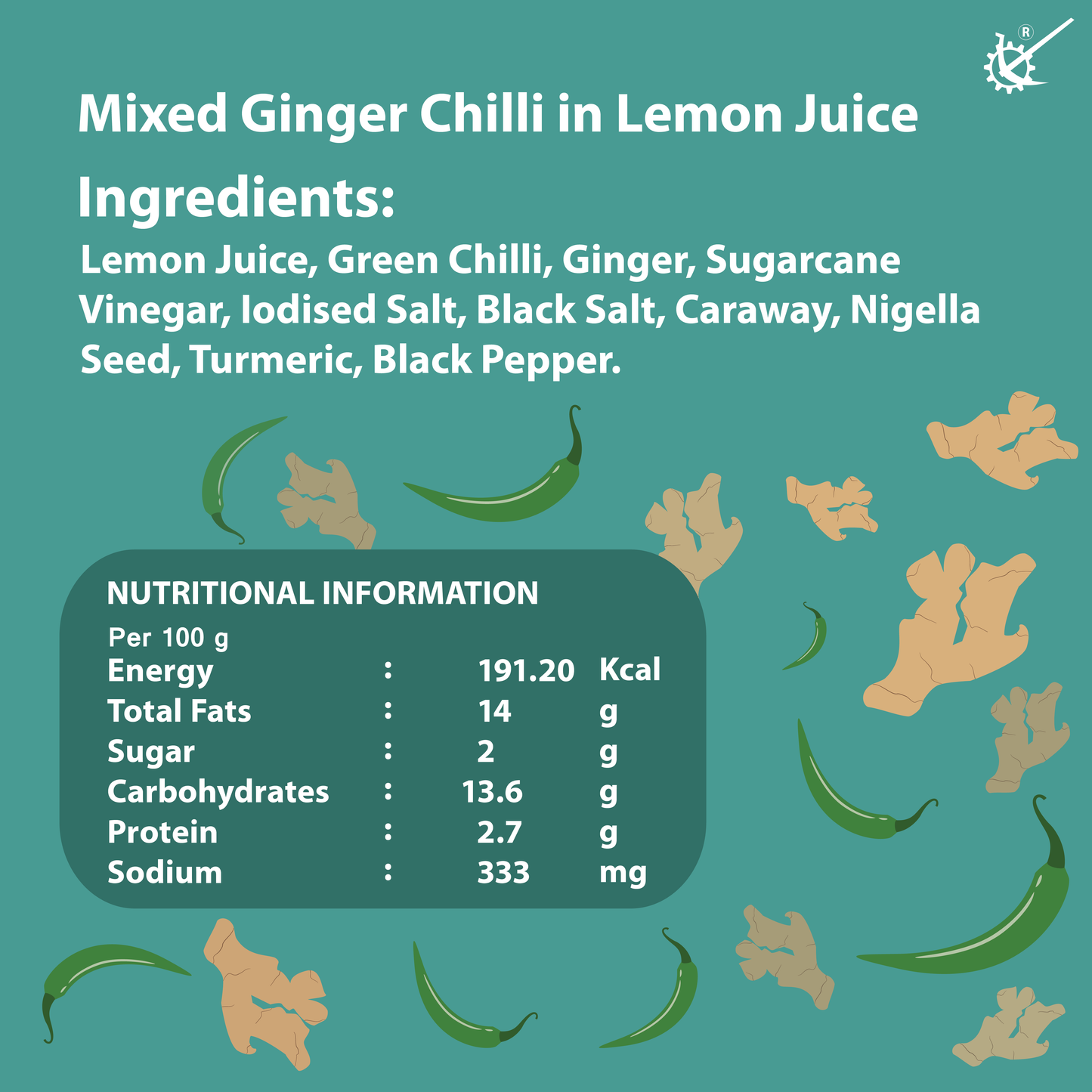 Swa-Jay Mixed Ginger Green Chilli Pickle (in Lemon Juice) 300 g