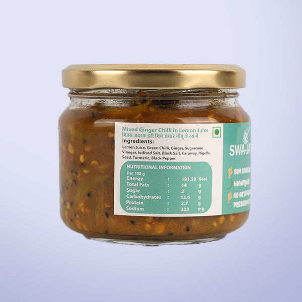 Swa-Jay Mixed Ginger Green Chilli Pickle (in Lemon Juice) 300 g