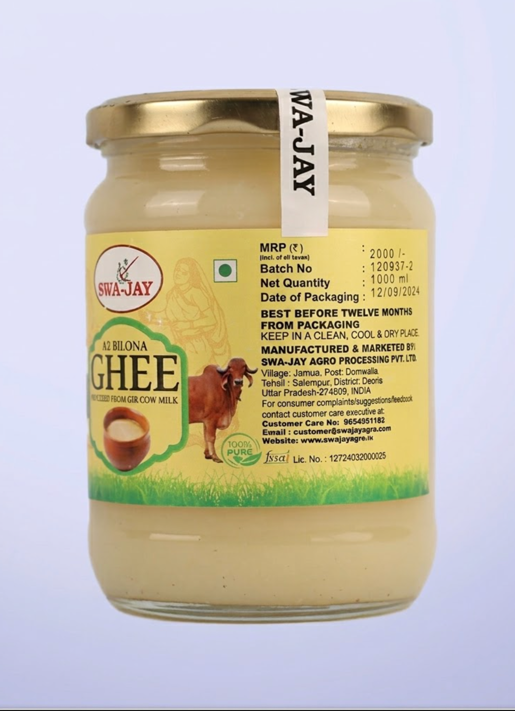 Swa-Jay A2 Bilona Ghee 1 Kg