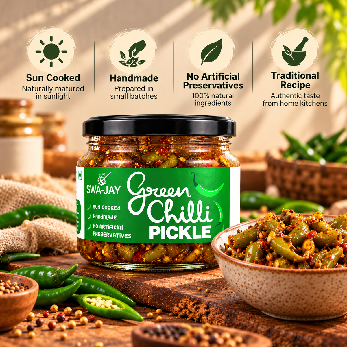 Swa-Jay Green Chilli Pickle 300 g