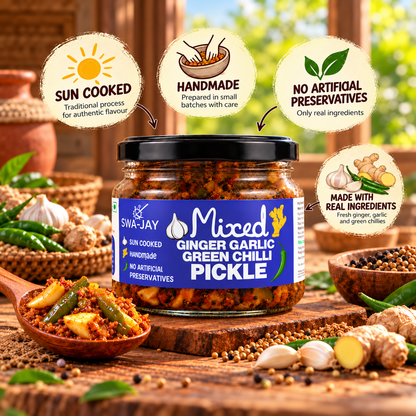 Swa-Jay Mixed Ginger Garlic Green Chilli Pickle 300 g