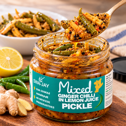 Swa-Jay Mixed Ginger Green Chilli Pickle (in Lemon Juice) 300 g