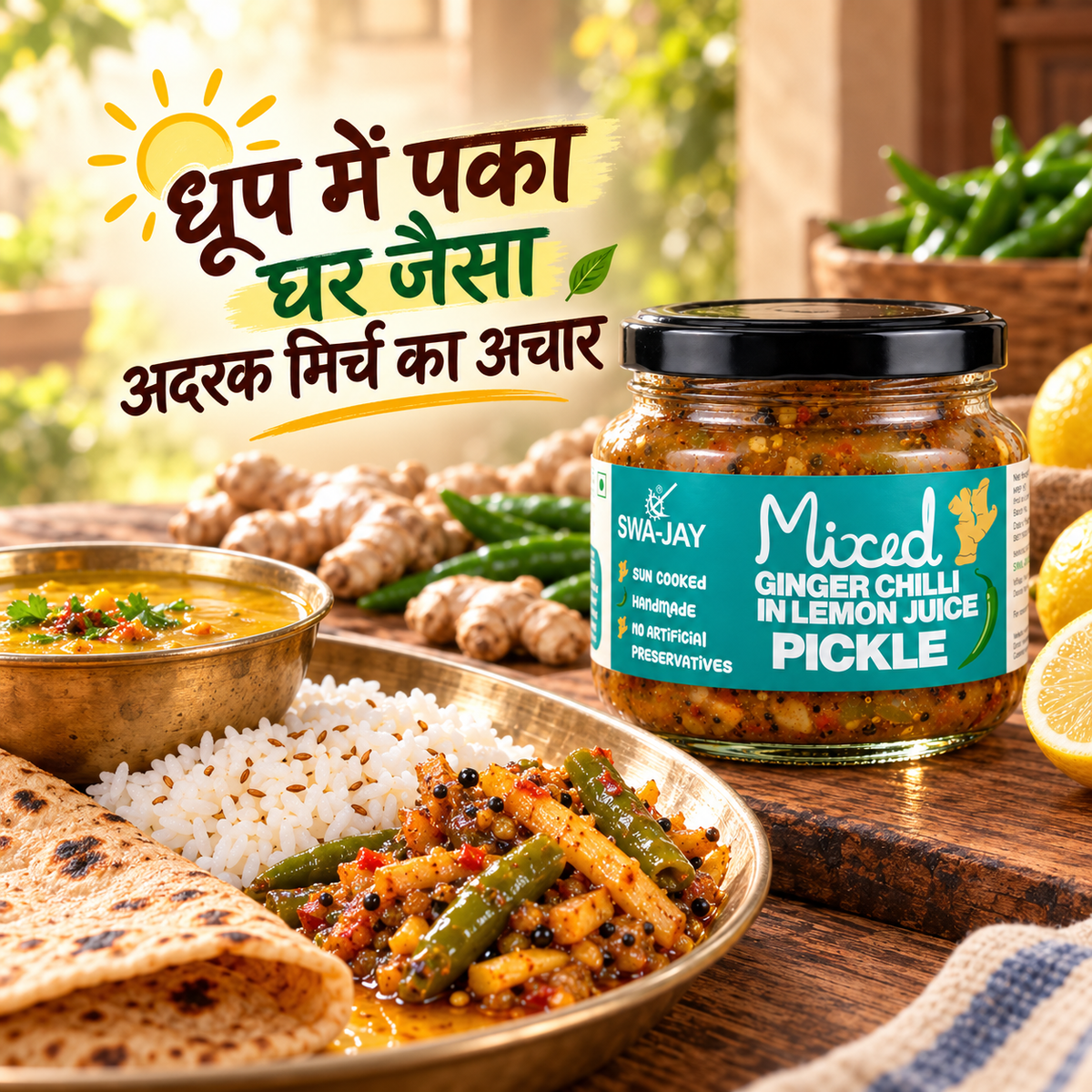 Swa-Jay Mixed Ginger Green Chilli Pickle (in Lemon Juice) 300 g