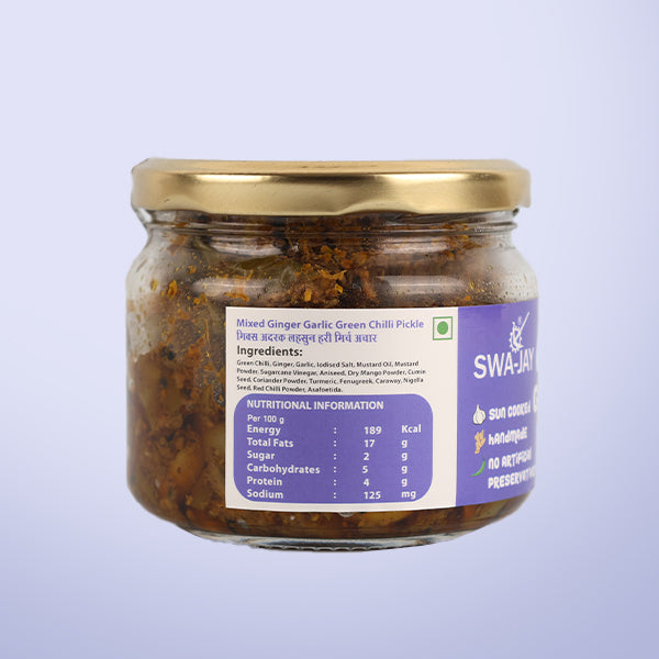 Swa-Jay Mixed Ginger Garlic Green Chilli Pickle 300 g