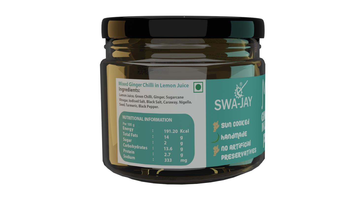 Swa-Jay Mixed Ginger Green Chilli Pickle (in Lemon Juice) 300 g